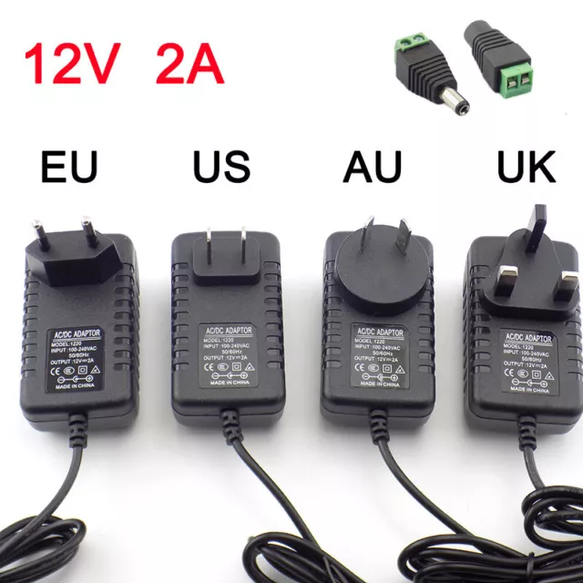 DC 12v 2A 2000ma adapter power supply EU UK AU plug charger for led strip light