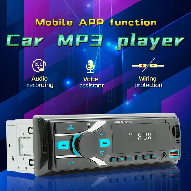 Single DIN Car Stereo Bluetooth USB TF FM MP3 AUX Radio Player w/ Remote Control