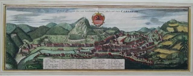 Karlsbad Prospect Original Kupferstich Homann 1735 Tschechien Karlovy Vary Česko