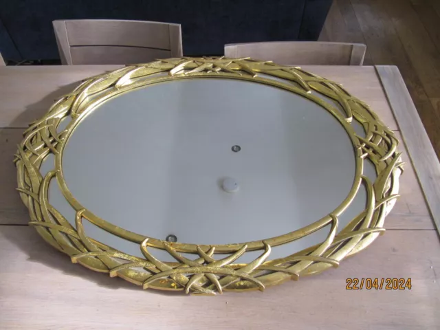 Large Oval Gold Leaf Ornate Vintage Look Wall Mirror