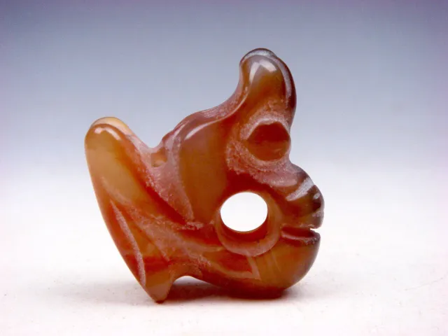 Old Nephrite Jade Stone Carved HongShan Culture Piggy Dragon w/ Wings #10302303