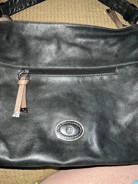 Genuine Leather Handbag, Black, by Giani Bernini, Black Top Handle Satchel