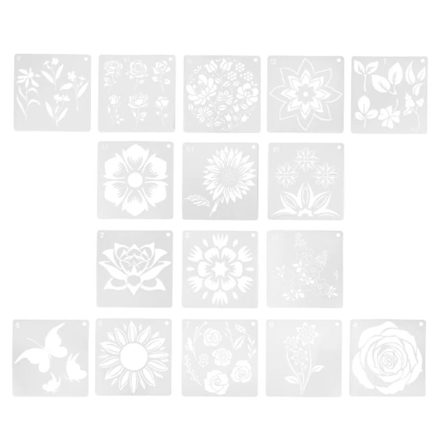 16 PCS Florale Vorlagen Malerei Aushöhlen Vorlage Frühlingsschablonen Pflanze