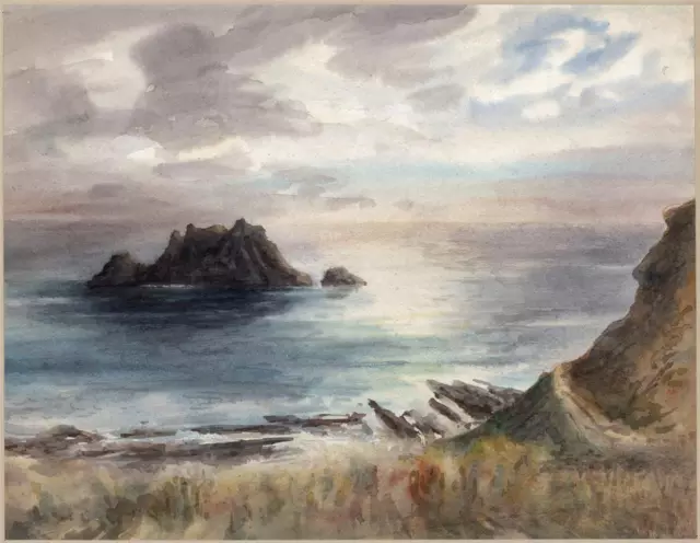 John Marshall (1911-1995) Watercolour Painting - Rocky Coastline - 20th Century