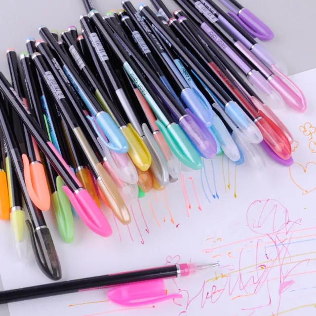 48-Color Gel Pen Neon Pastel Glitter Ink Pens Scrapbooking Drawing Writing Li
