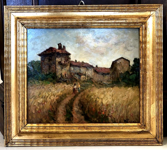 DIPINTO OLIO Carlo Rossi PAESAGGIO RURALE CASCINA La Burattana BUSTO ARSIZIO '98
