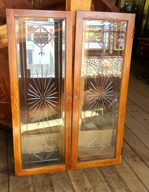 Pair Of Victorian Wheel Cut Design Cabinet Doors