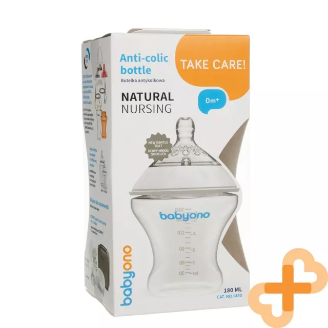 BABYONO Naturel Allaitement Anti-coliques Bébé Biberon 180ml 0m + sans Bpa