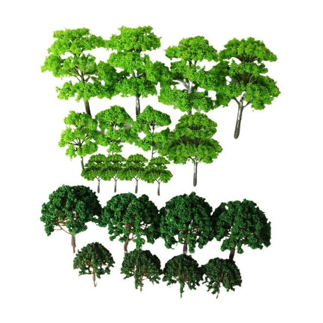 Sélection variée de 20 arbres en plastique pour modèle de bâtiment et décor