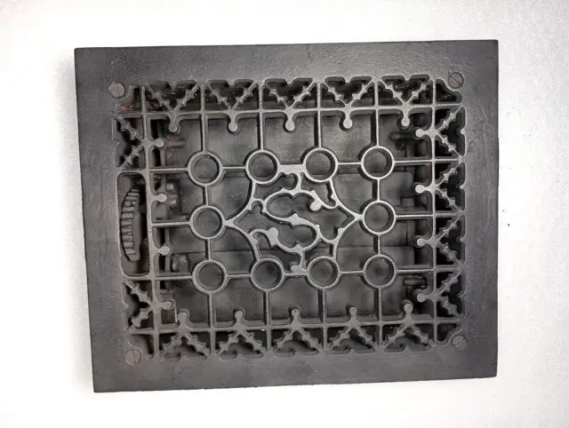 Antique Vtg Old Cast Iron  Floor Grate Heating Wall Decorative Register 12