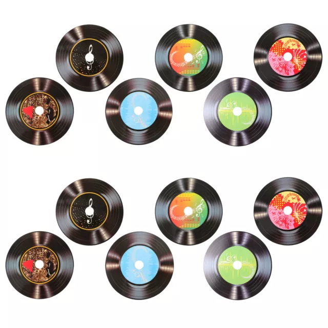 12 Vinyl Record Ornaments Wall Decor for 1950s Party & Rock Music Hippie Room-CW