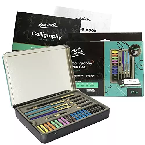 BEGINNERS CALLIGRAPHY FOUNTAIN PEN SET - 4 GENUINE GOLD PLATED