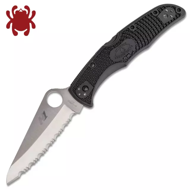 Spyderco Pacific Salt 2 H1 Satin Serrated Blade Black FRN Handles C91SBK2