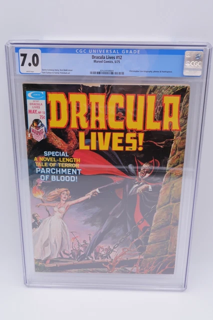 1975 Marvel Dracula Lives #12 CGC 7.0 Graded White Pages Christopher Lee