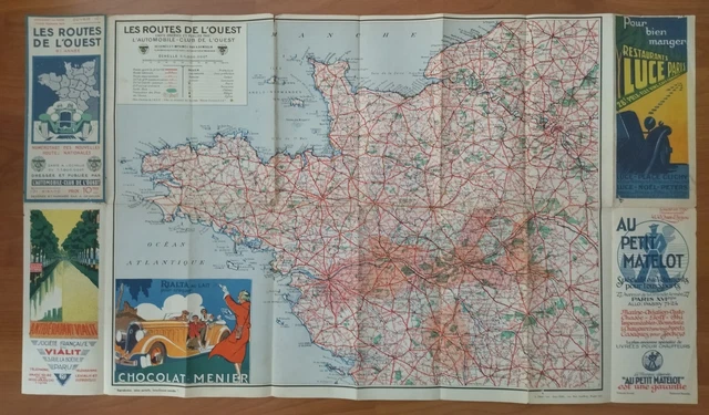 Ancienne carte routière Taride des Environs de Paris - Le Grenier de