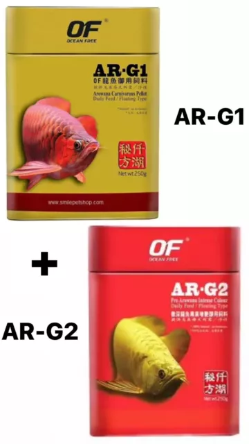 OF Ocean Free AROWANA Pescado Comida Grande Flotante Potenciador Color Set 2