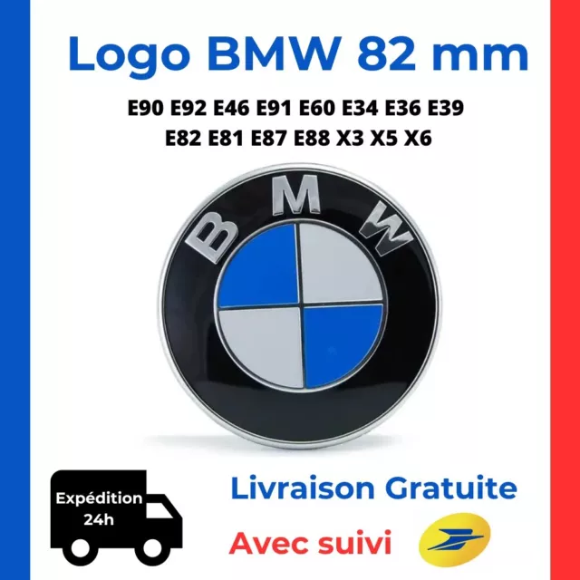 Logo BMW 82mm Capot Emblème E46 E90 E91 E92 E60 E34 E36 E39 E82 E81 E87 X3 X5 X6