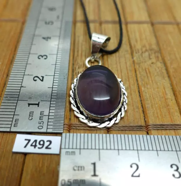 Pendentif artisanal Inde plaqué argent 925 sterling AMETHYSTE naturelle collier