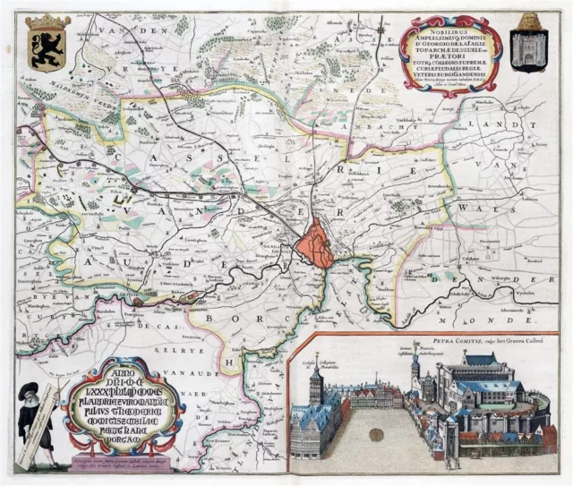 Reproduction carte ancienne - Région de Gand (Gent) 1664