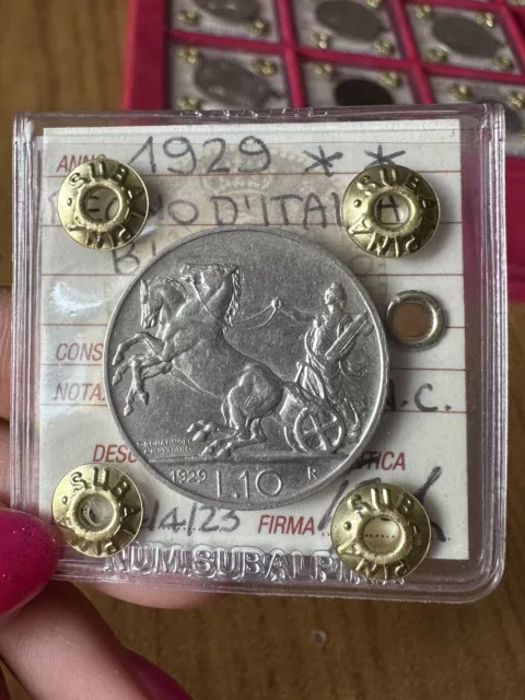 MONETA REGNO D' ITALIA 10 LIRE BIGA 1929 ** NC sigillata BB/SPL SUBALPINA