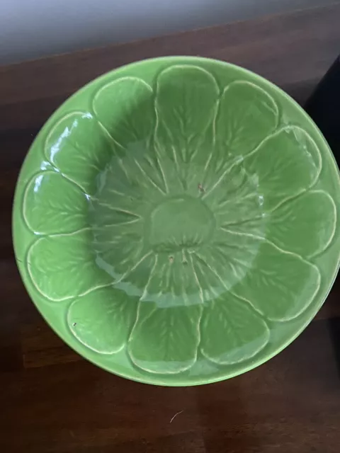 Vintage | Cabbage Leaf Bowl | French Green Ceramic Bowl | Vibrant Green | Leaf