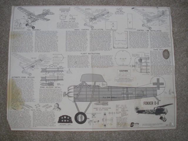 Piani Per Modellino Fokker D7 In Scala 1:18 – Guillows, Solo Piani