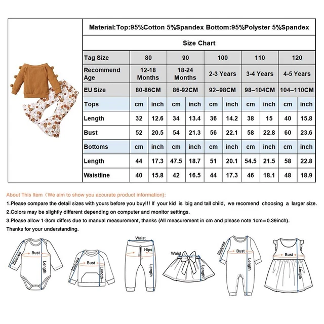 Kids Toddler Baby Girls Long Sleeve Tops+Floral Flared Pants Outfits Clothes 10