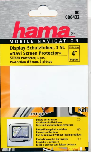 HAMA - 3 x Sat Nav LCD Screen Saver for 4 inch Protectors NEW