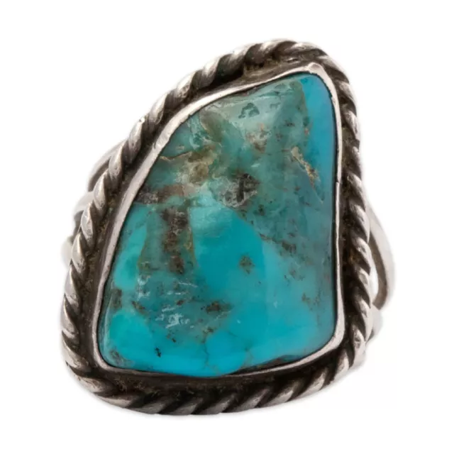 Native American Sterling Silver Turquoise Ring 5.75