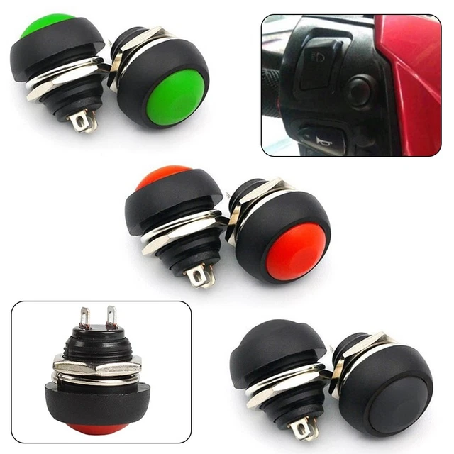 Interrupteur Momentané étanche 12V - Bouton Poussoir Métal à Rotule Haut Plat - 1 Pièce - Neuf