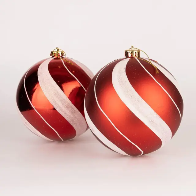 3X Christmas Baubles Hanging Decoration Candy Strip Ball Xmas Tree Ornament 15cm