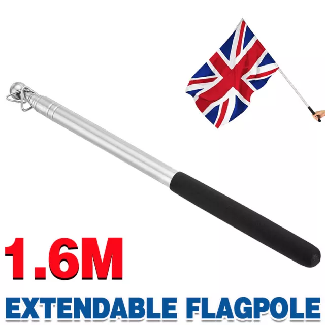 Extendable Flagpole Stainless Steel Flag Pole Telescopic Portable Metal Stick