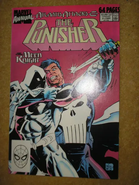 PUNISHER ANNUAL # 2 1st MOON KNIGHT BATTLE $2.00 1989 COPPER AGE MARVEL COMIC BK