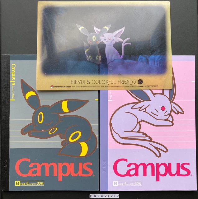 2X BLOC NOTE Pokemon NOCTALI UMBREON / MENTALI ESPEON Campus Pokémon ...