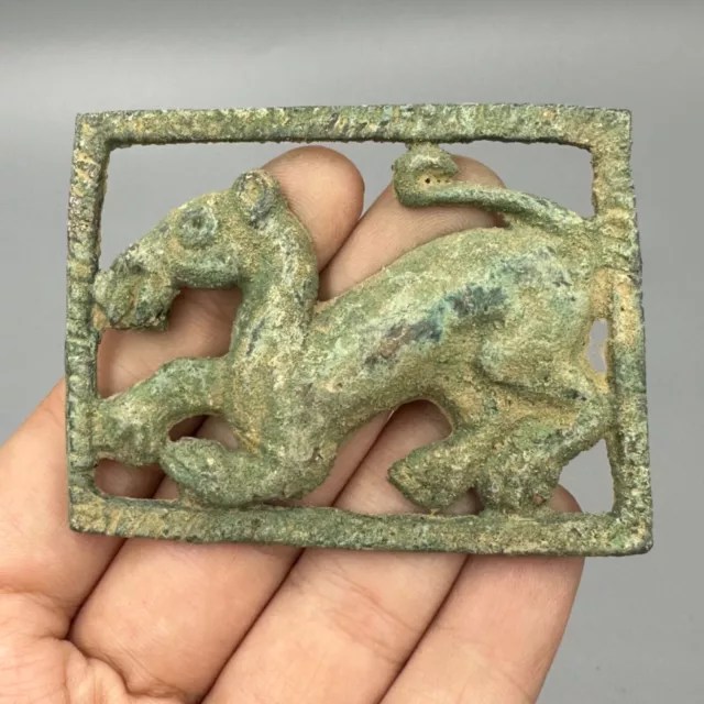 Unique Rare Ancient Roman Bronze Belt Buckle With Animal Image