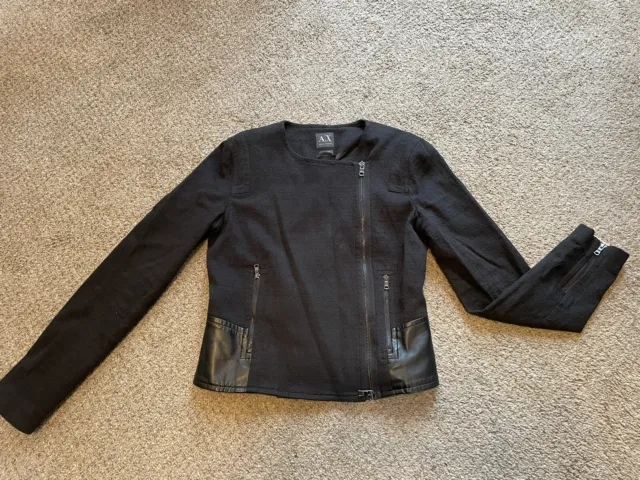 Armani Exchange~Black Faux Leather Biker Jacket~Size Small Great Condition Women