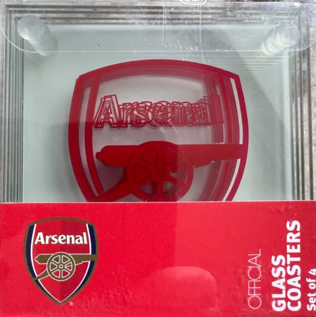 40x Arsenal FC Official 4 Pack Glass Coasters - Job Lot Wholesale