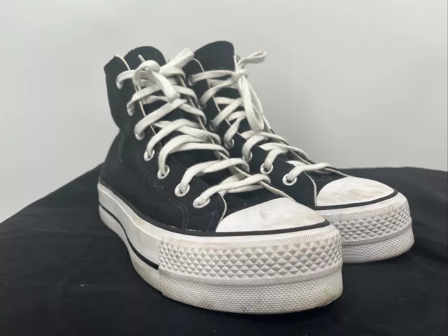 Converse Chuck Taylor All Star Lift platform Hi Black White Canvas Womens Sz 7.5