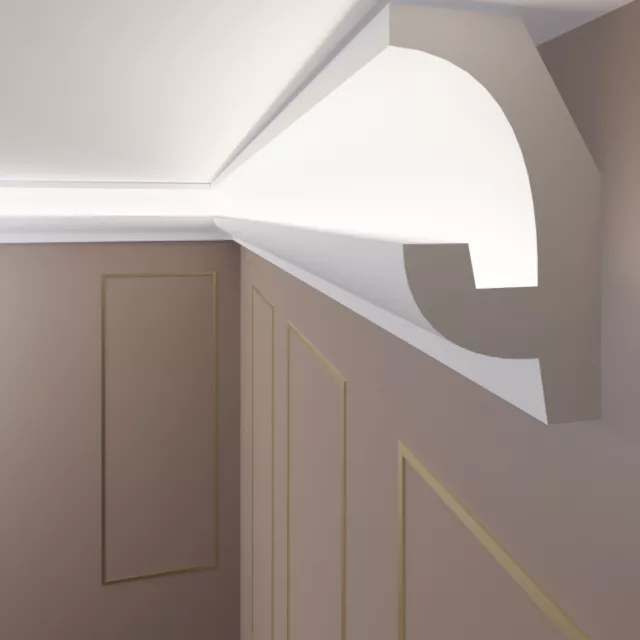Baguettes Lumineuses LED, Plinthes Stuc pour Eclairage Indirect OL-25 Blanc