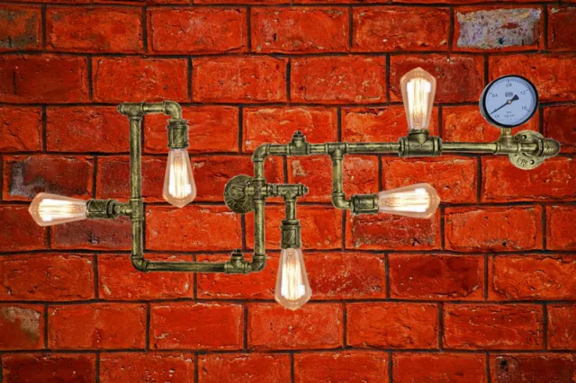 Industrial Steampunk Wall lights Retro Vintage Pipe Wall Lamp Loft Creative UK 3