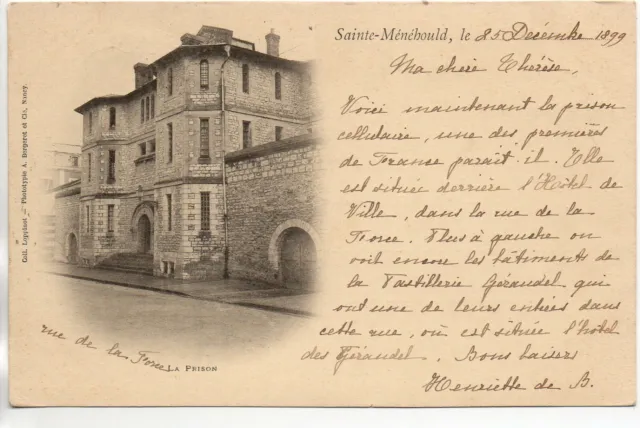 SAINTE MENEHOULD - Marne - CPA 51 - la prison - carte circulée en 1899