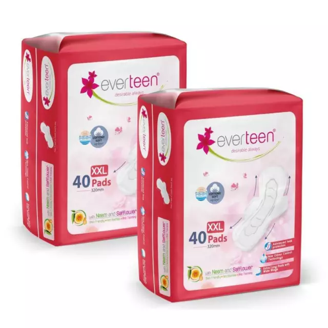 Everteen Sanitari Tovagliolo Cuscinetti Per Periodo XXL Misura 40 Ogni Pack Di 2