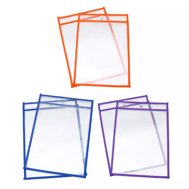 6 Pcs File Folders Expanding Sleeves Erasable Stationery Case Pocket