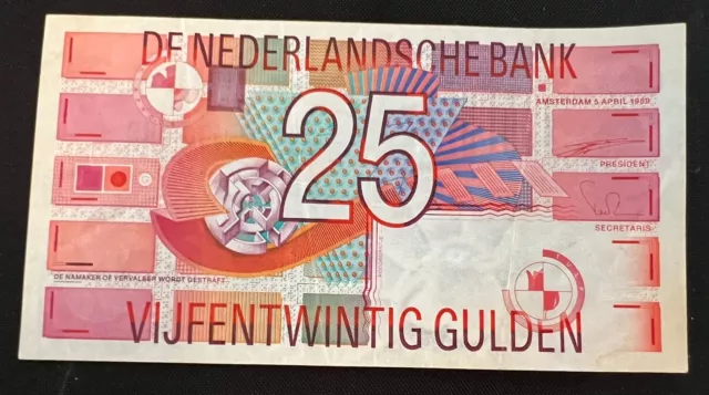 Niederlande / Netherlands 25 Gulden 1989