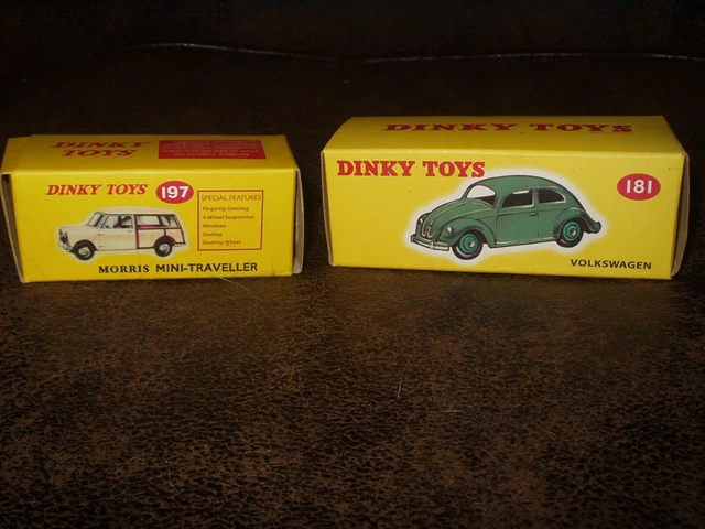 Dinky Toy pair .  181 Volkswagen  and 197 Morris Mini ..    bundle Atlas repro