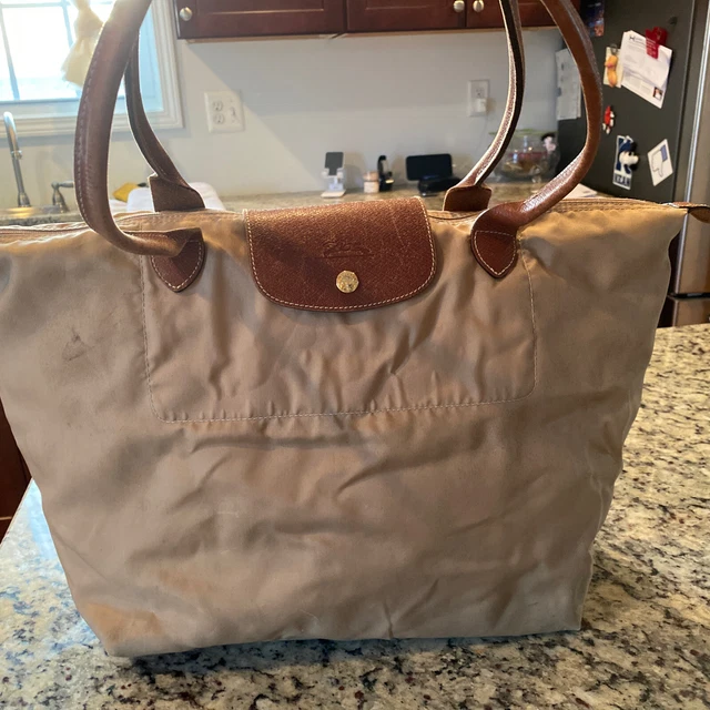 Large Longchamp Le Pliage Bag in Beige