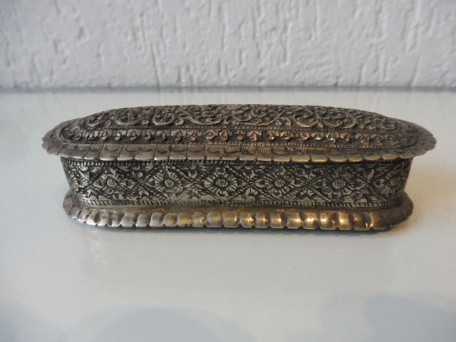 Boîte Ancienne En Argent Avec Couvercle Serti D'une Agate Verte - Bijou De Collection Occasion