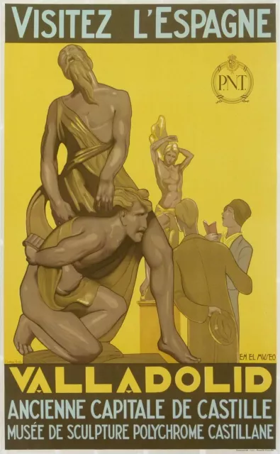 AFFICHE ANCIENNE SANTOJA MORALES  VISITEZ L'ESPAGNE VALLADOLID circa 1930