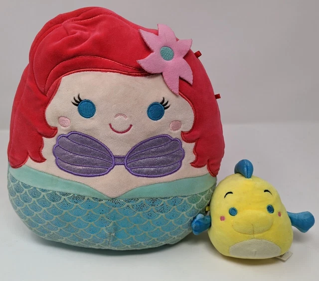 NWT SQUISHMALLOW 10” Disney The Little Mermaid Ariel & Flounder