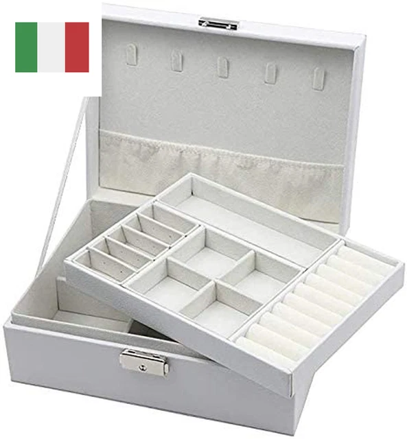 Portagioie a 2 Strati, in Pelle, per Donne, Ragazze, Adolescenti, Portagioie, Co